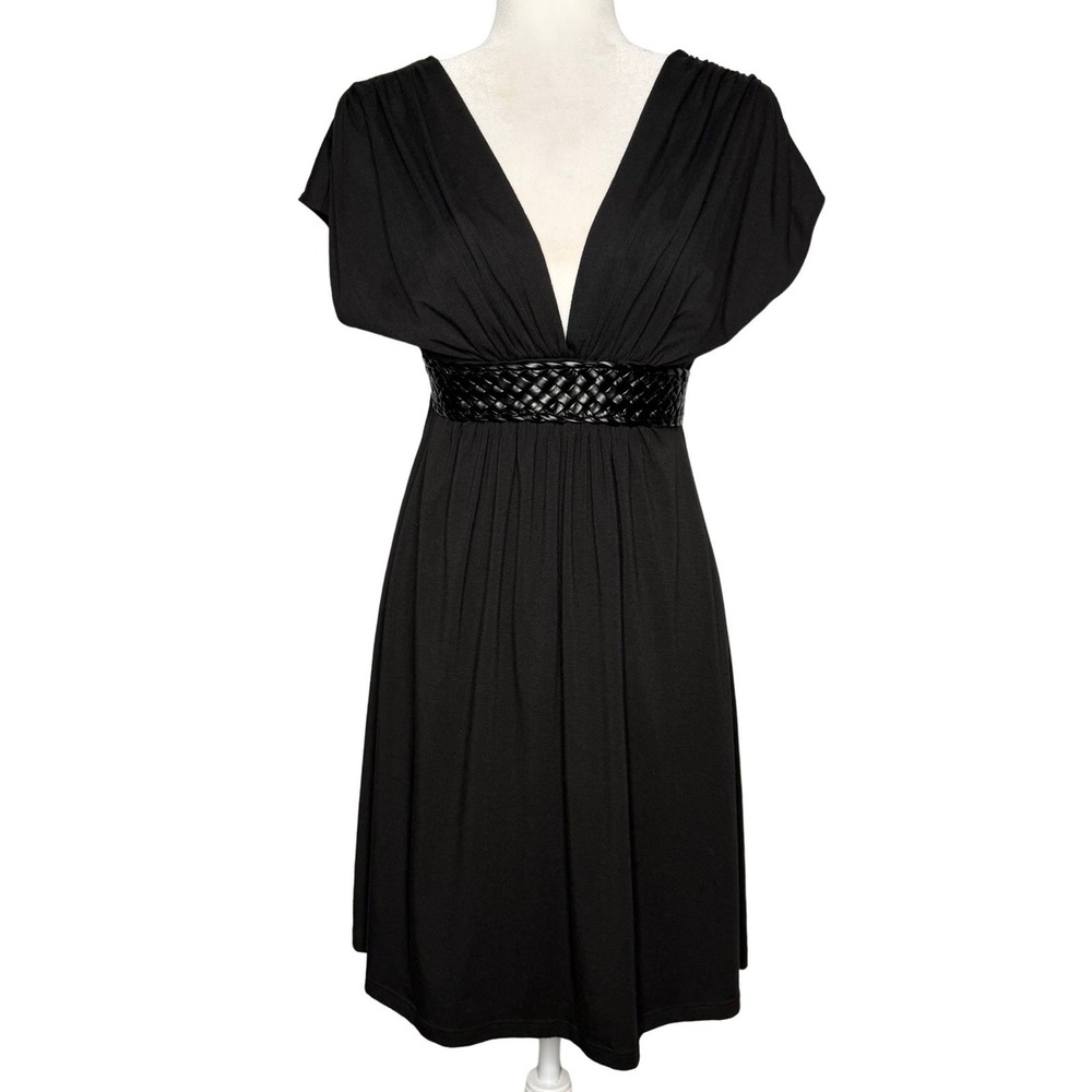 Vintage Y2K Wet Seal Dress Large Babydoll Wide Braided‎ Belt Black Made In USA
